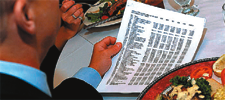 Man reading while eating lunch