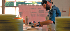 man working on custom counter tops